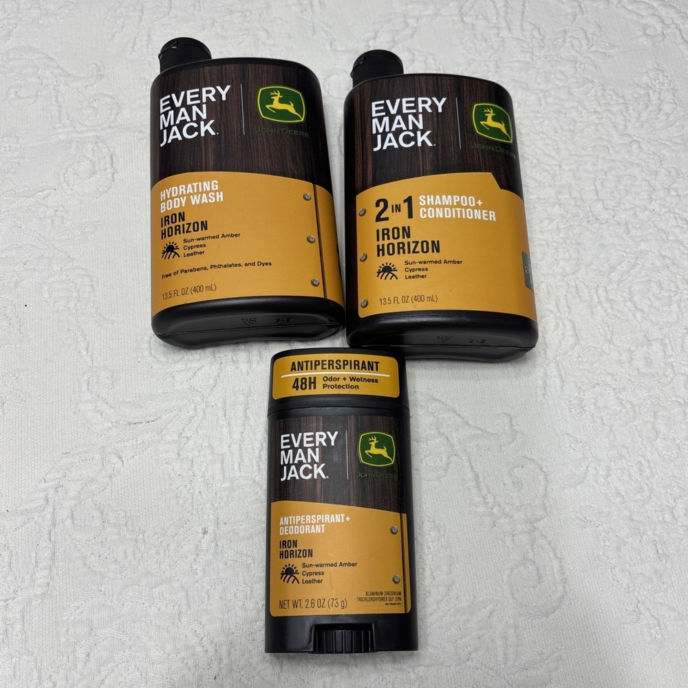 Every Man Jack John Deere Shampoo/Conditioner Body Wash Deodorant Iron Horizon